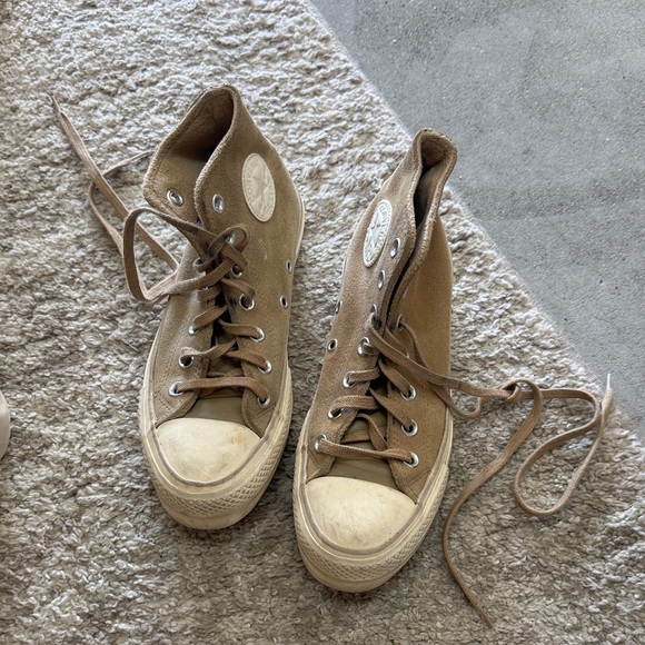 Converse High-Top Tan Sneakers Platform Size 6 - Picture 2 of 5